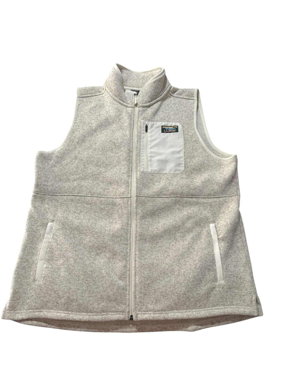 L.L. Bean women's size XL petite Cream Fleece Full-Zip Vest gorp pata